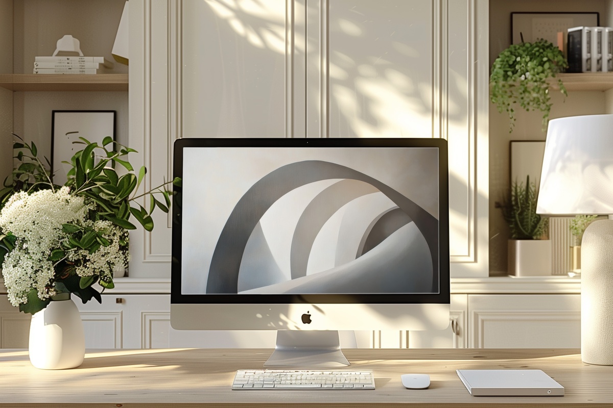 Elegant Shadow Arches Serenade Neutral Desktop Wallpaper