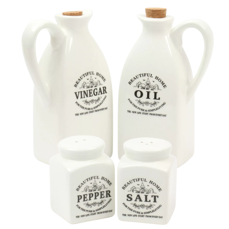 Set condimentero vintage cerámica, 450ml-150ml (4 piezas)