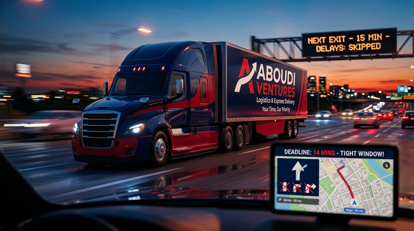 Aboudi Ventures freight truck on a US highway