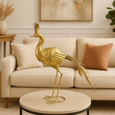 Adorno de mesa pavo real, metal, 80cm