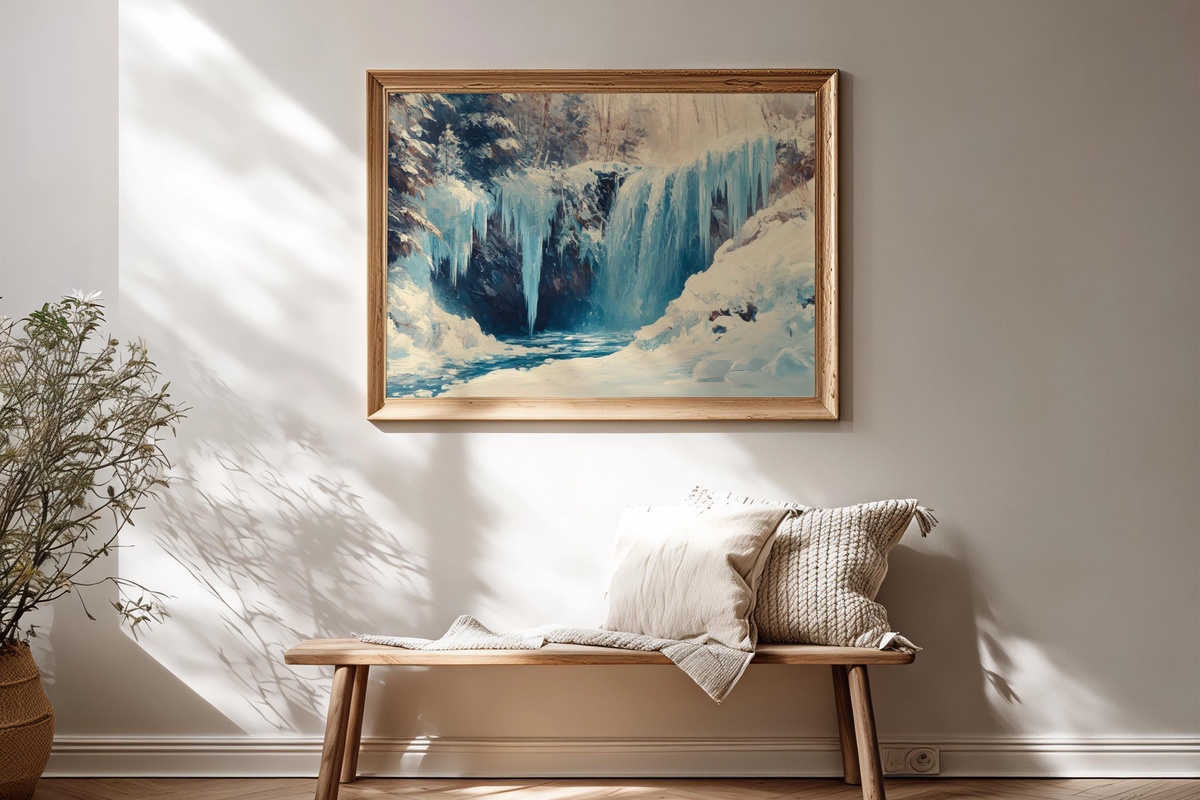 Frozen Cascade's Silent Elegance Printable Wall Art