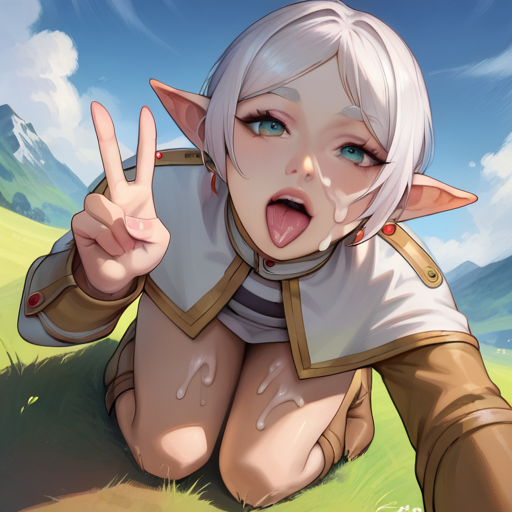 Frieren – Blowjob (フリーレン) by GBCrow with ai art, Frieren at the Funeral, blowjob, cum dumpster