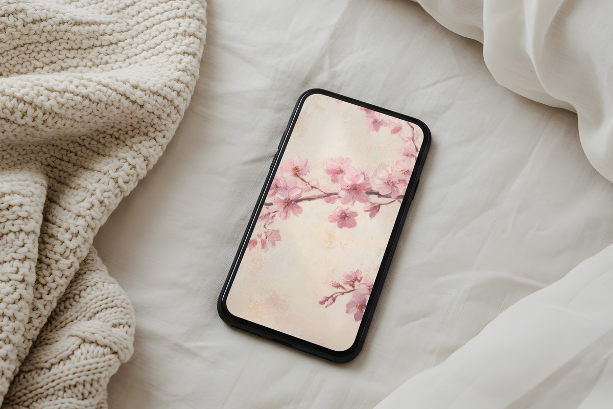Springtime Cherry Blossom Dance iPhone Wallpaper - pink blossom pastel lock screen