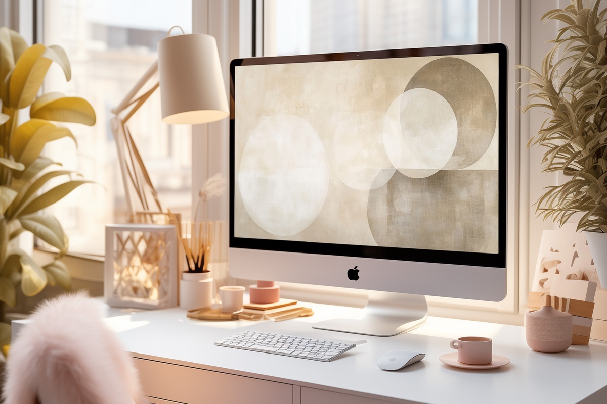 Circular Serenity Symphony Neutral Desktop Wallpaper