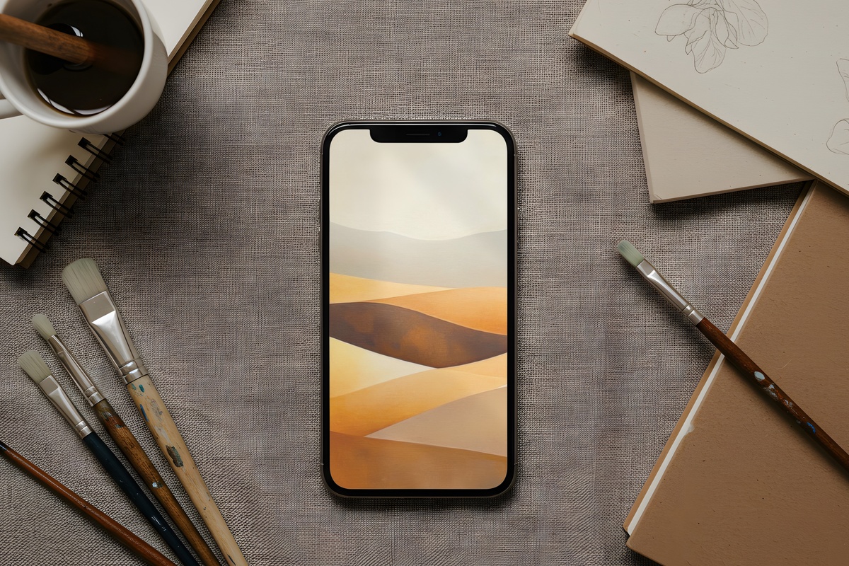 Desert Serenity in Modernion modern iPhone wallpaper with soft desert hues