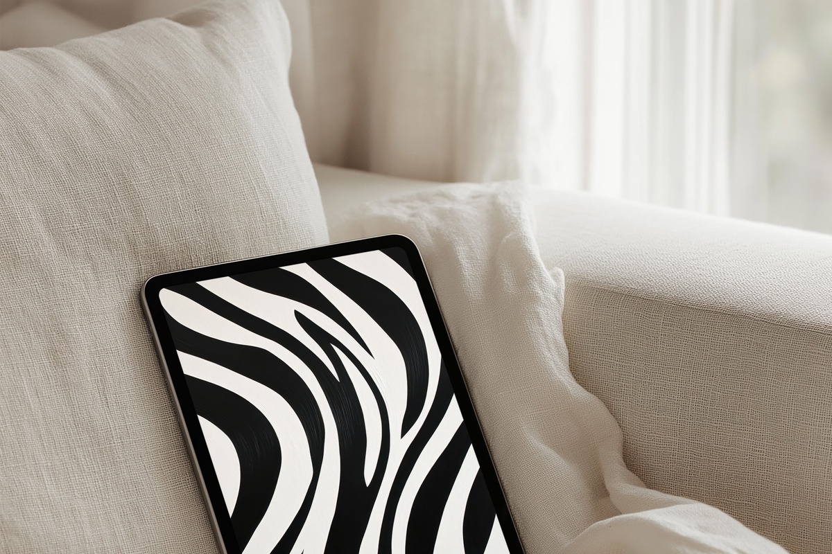 Zebra Stripe Symphony Black and White iPad Wallpaper