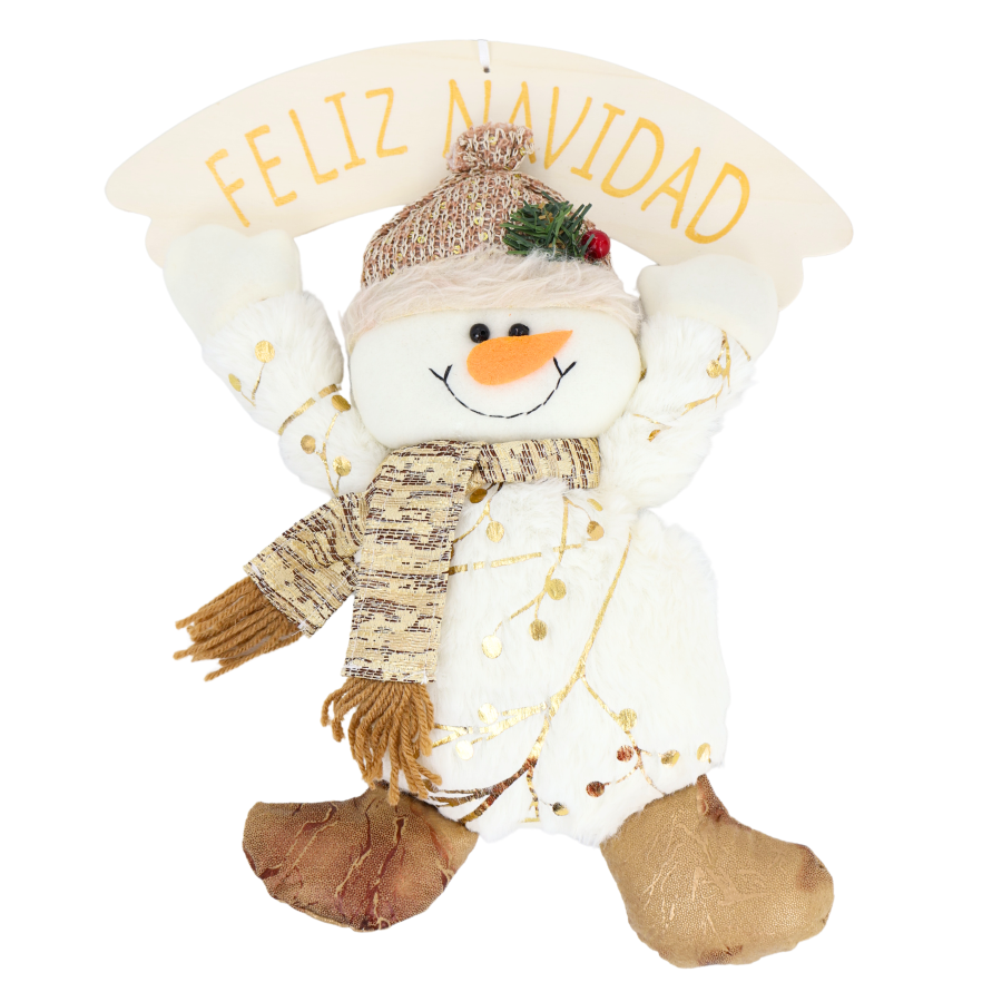 Colgante navideño muñeco de nieve, 32cm, tela/madera