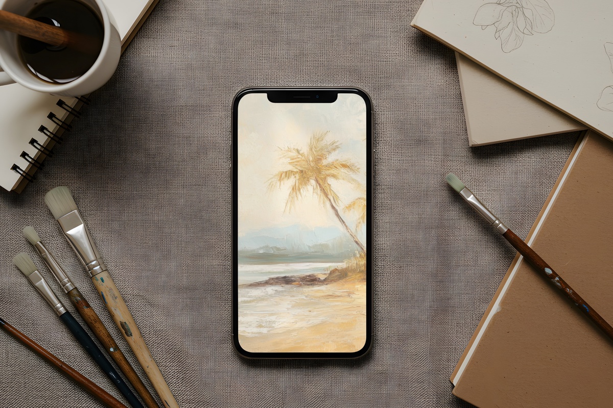 Tropical Coastline Elegance Coastal iPhone Wallpaper