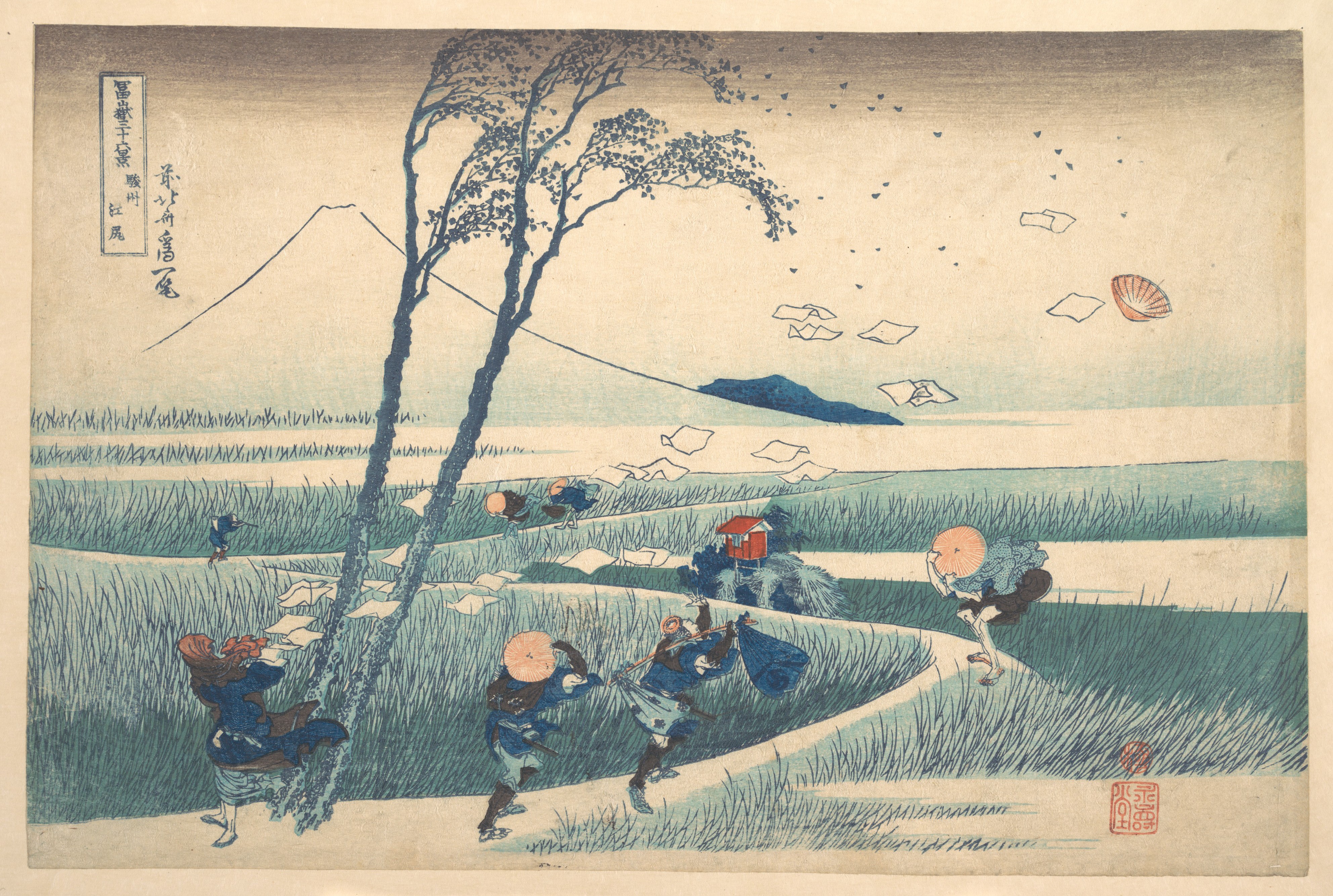 Katsushika Hokusai, Ejiri in Suruga Province, c. 1831. From Thirty-six Views of Mount Fuji. Metropolitan Museum of Art.