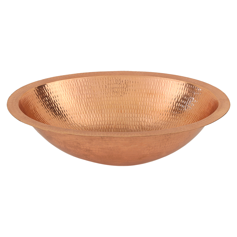 Premier Copper Products 19" Oval Copper Bathroom Sink, Polished Copper, LO19FPC