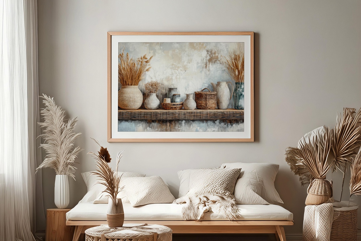Rustic Rattan Harmony Boho Printable Wall Art