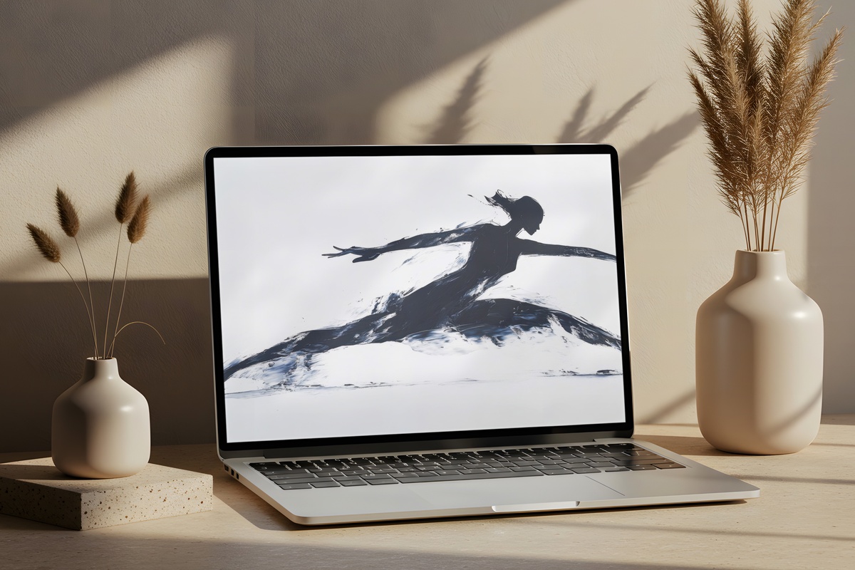 Graceful Line Dancer minimalist desktop wallpaper