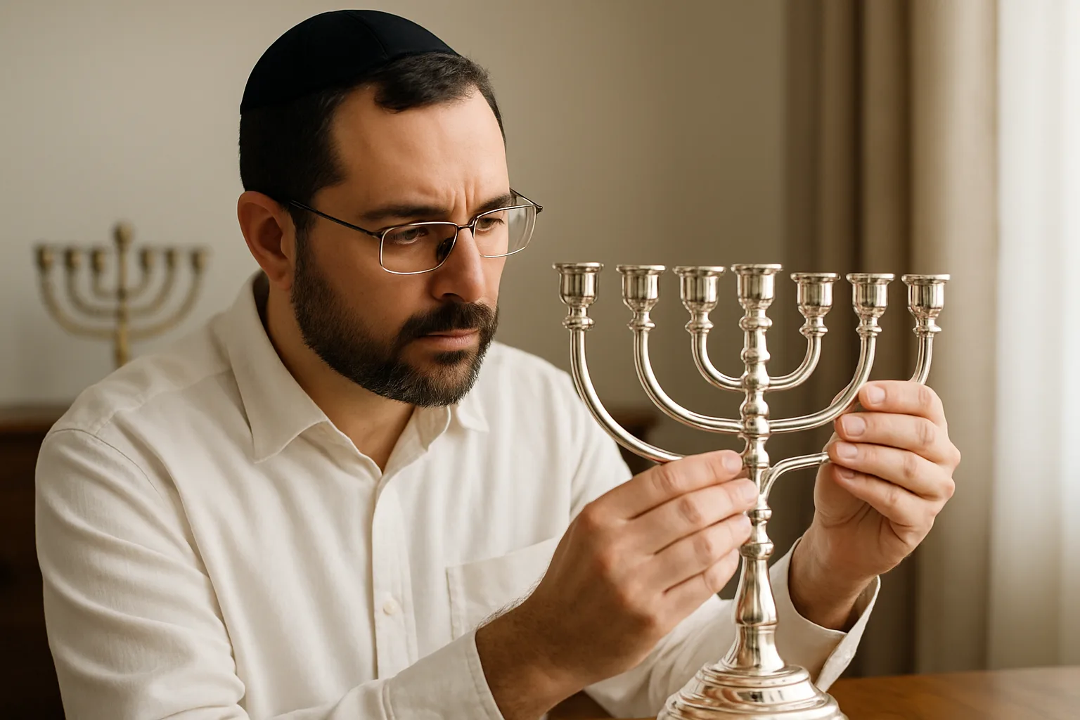 תמונה של חנוכיה מהודרת מעוצבת בעבודת יד