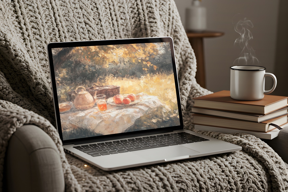 Autumn Picnic Warmth Desktop Wallpaper