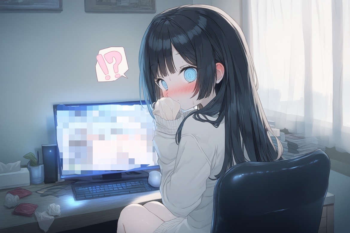 オナバレ風のイラストを出してみる実験 by さすらう犬 with ai art, caught masturbating, humiliation