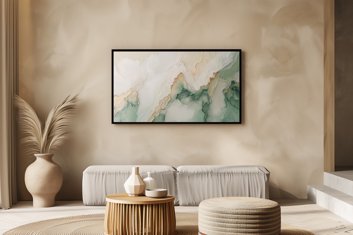 Marble Dreams in Motion Neutral Frame TV Art