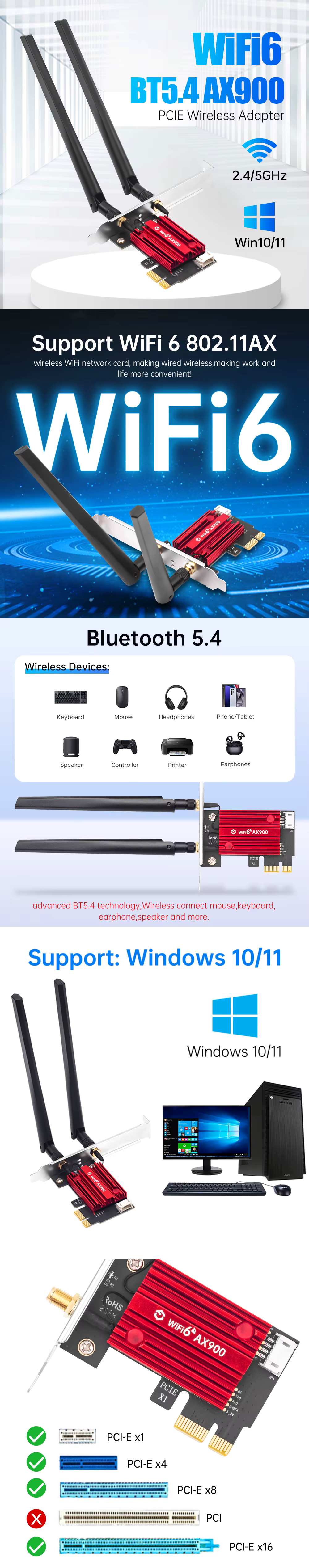 FENVI FV-AX900Pro WiFi 6 PCIe Adapter
