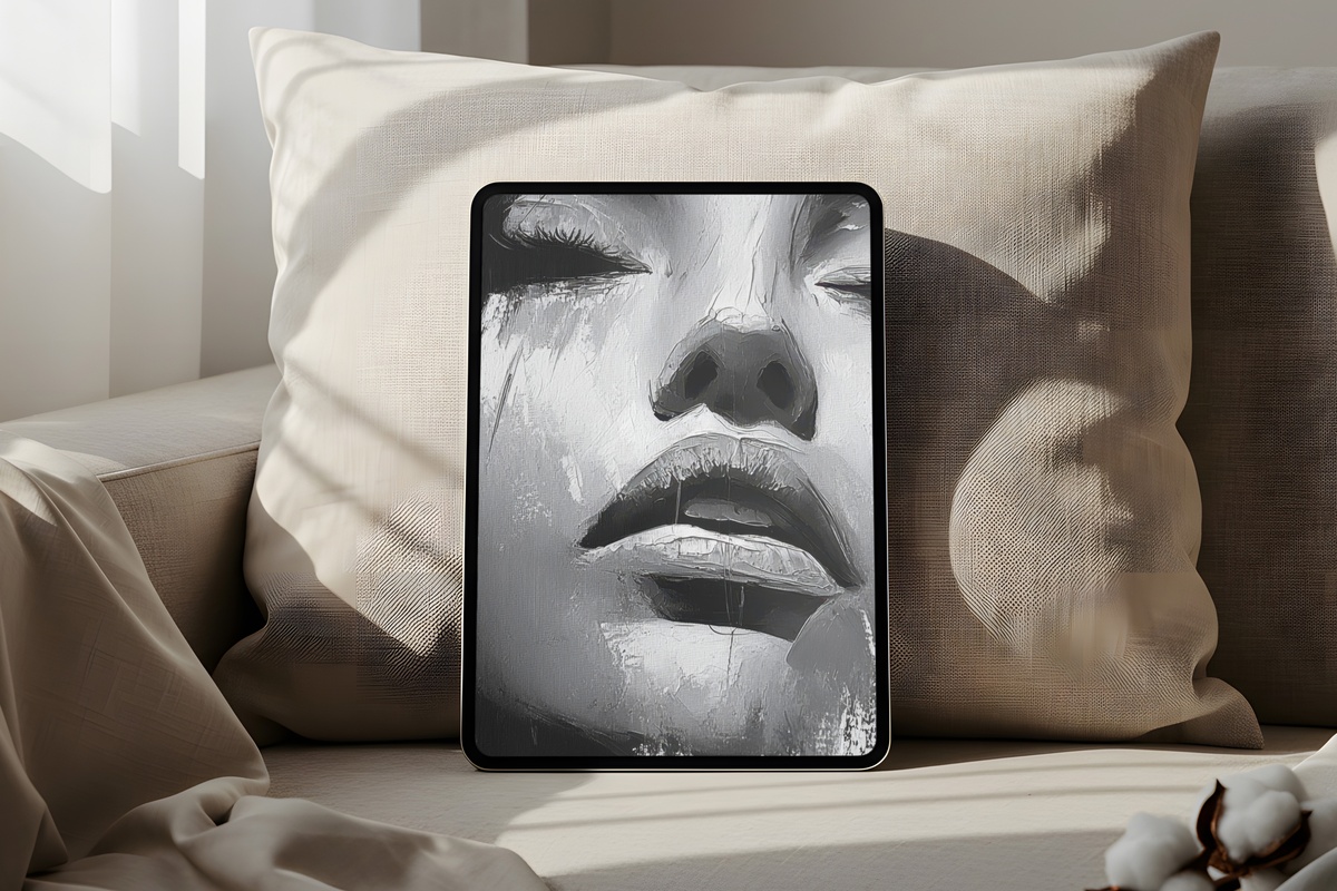 Energetic Brushstroke Ballet Black and White iPad Wallpaper