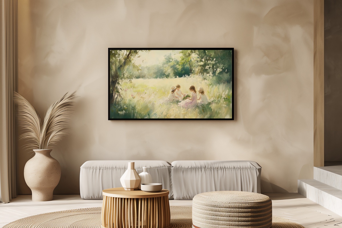 Playful Summer Reverie Summer Frame TV Art — children playing in a sunlit field
