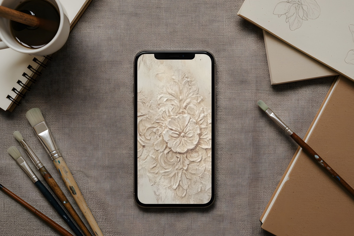 Nature Tones Whimsy boho iPhone wallpaper with organic warm nature hues