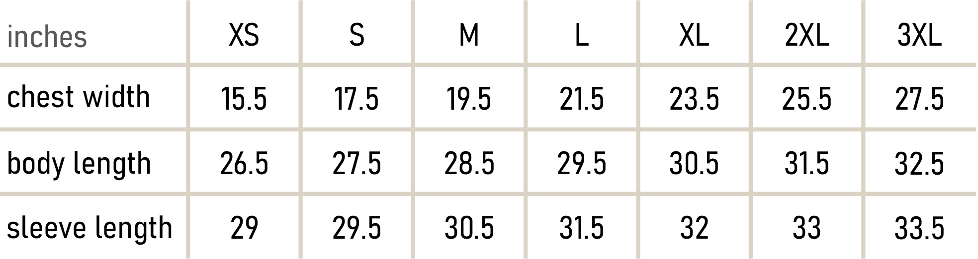 Size Chart