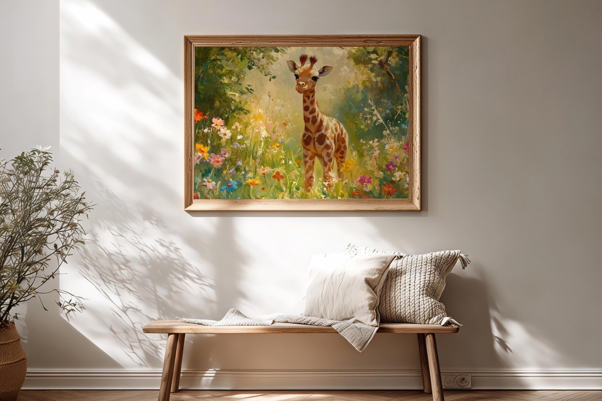 Floral Meadow Giraffe Muse Nursery Printable Wall Art