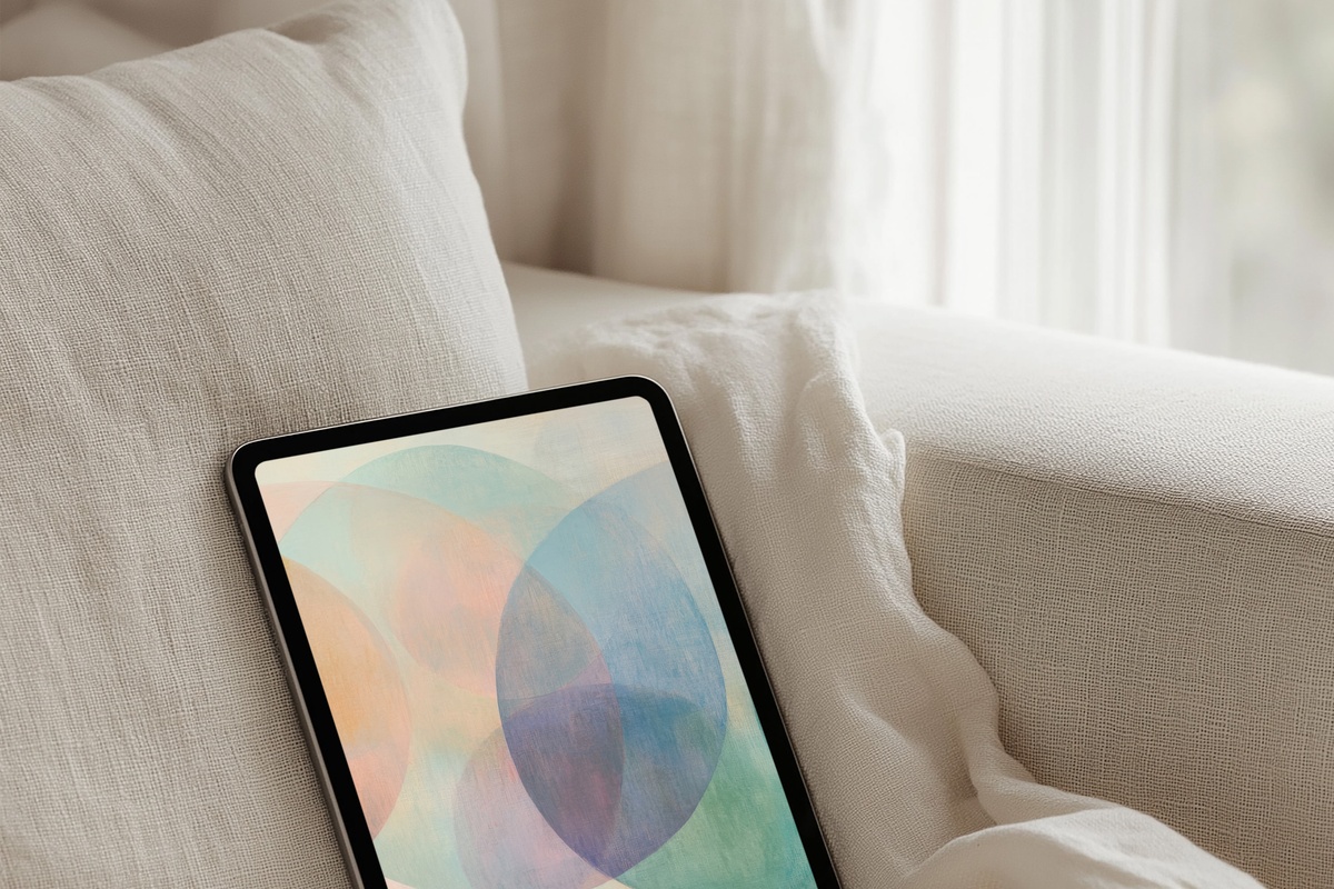 Layered Circles in Soft Tones modern iPad wallpaper