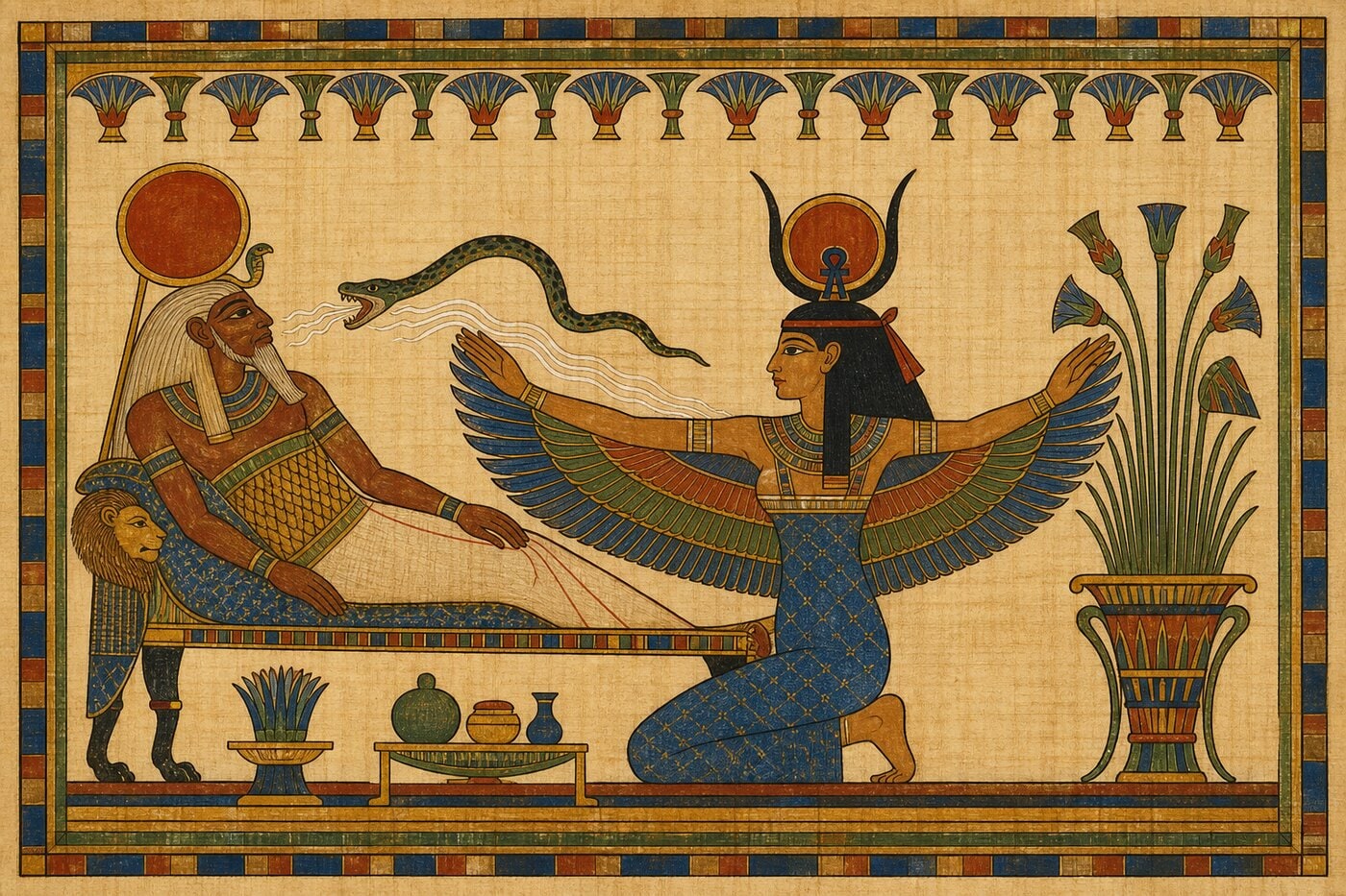 Original illustration for Isis Obtains the Secret Name of Ra
