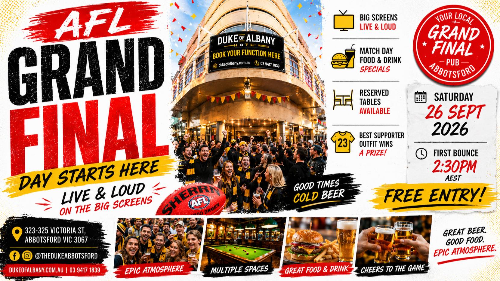 🏉 AFL Grand Final 2026 – Live & Loud at The Duke of Albany!
