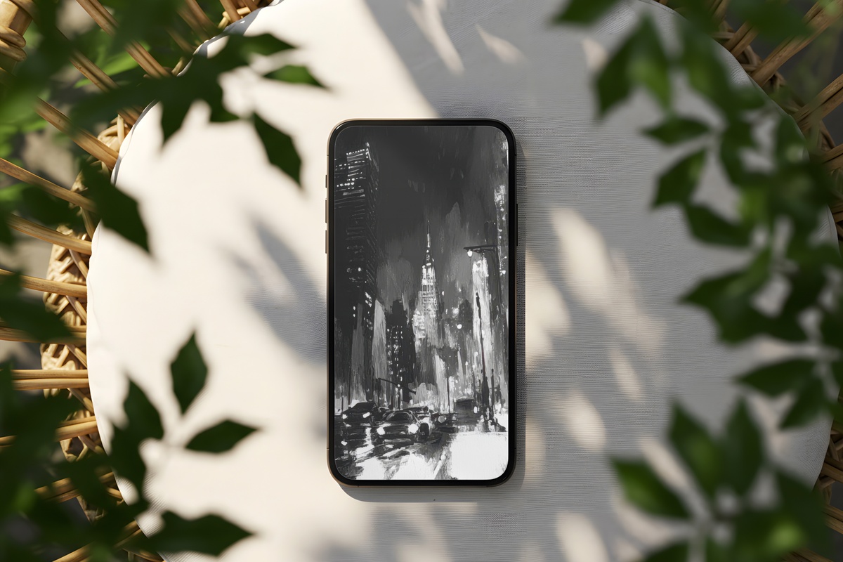 Urban Night Pulse Black and White iPhone Wallpaper