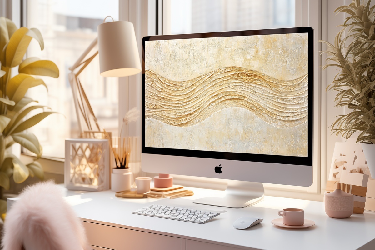 Beige Boho Serenity Desktop Wallpaper