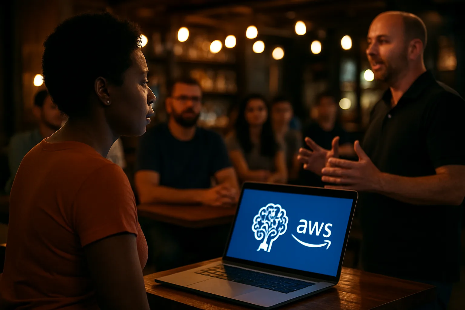 תמונה של משתתפים במיטאפ AI עם נציגי AWS באשקלון