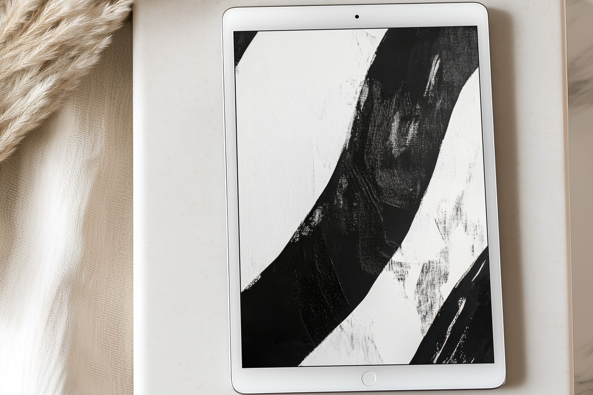 Dynamic Stripe Rhythm black and white iPad wallpaper