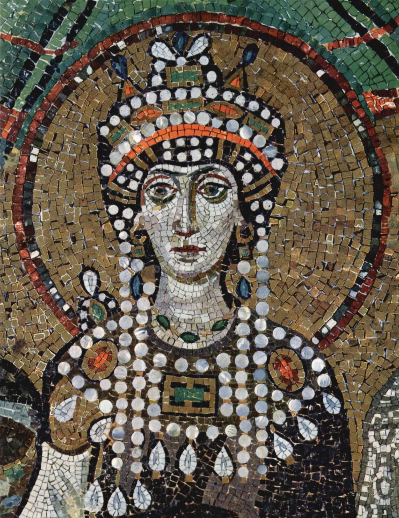 Empress Theodora and her retinue, c. 547. Mosaic, San Vitale, Ravenna.