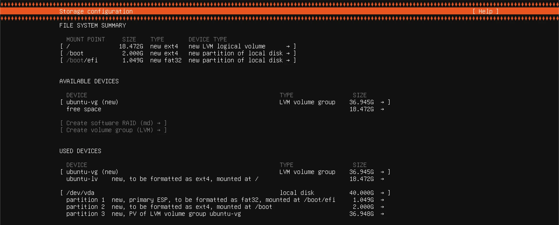 Storage configuration