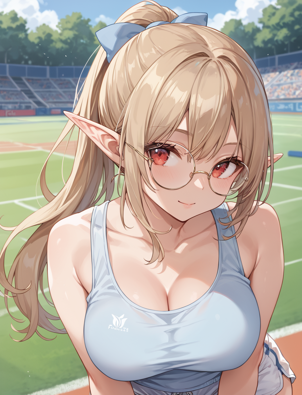 AI成形 眼鏡エルフ by こはく with girl, breasts, ai art, tentacle