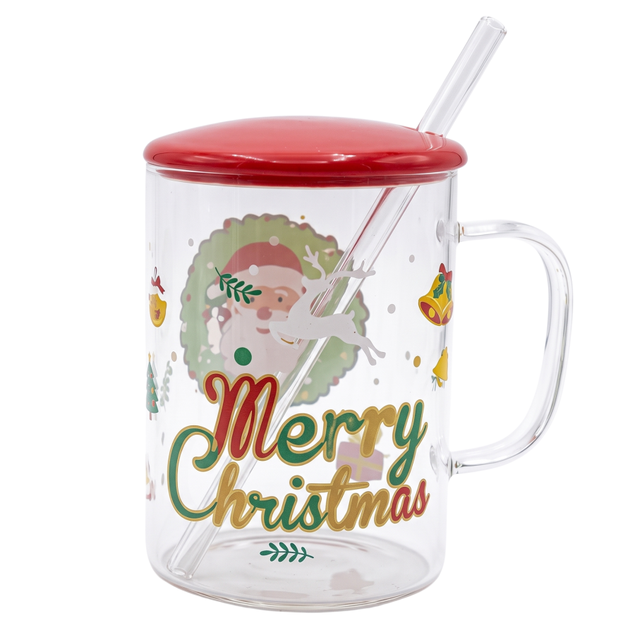 Taza Navidad de vidrio resistente al calor borosilicato, 450ml