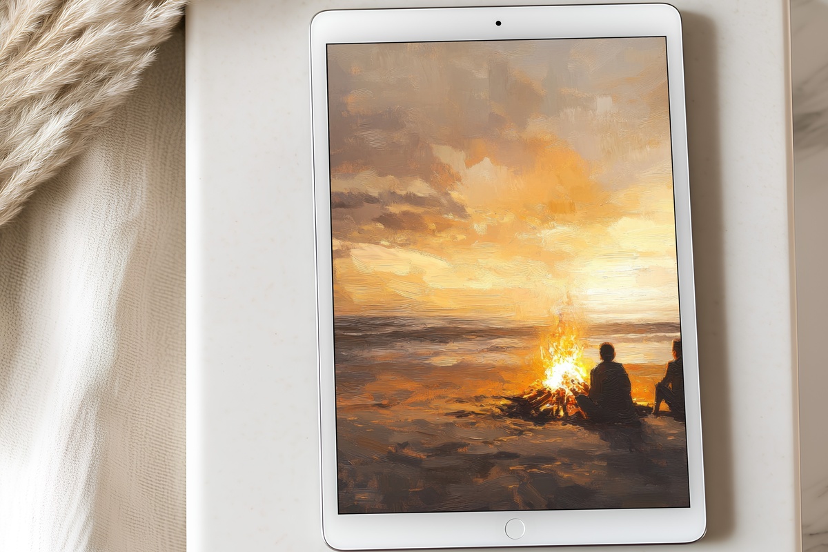 Desert Calm in Modern Brushstrokes modern iPad wallpaper in soothing tones