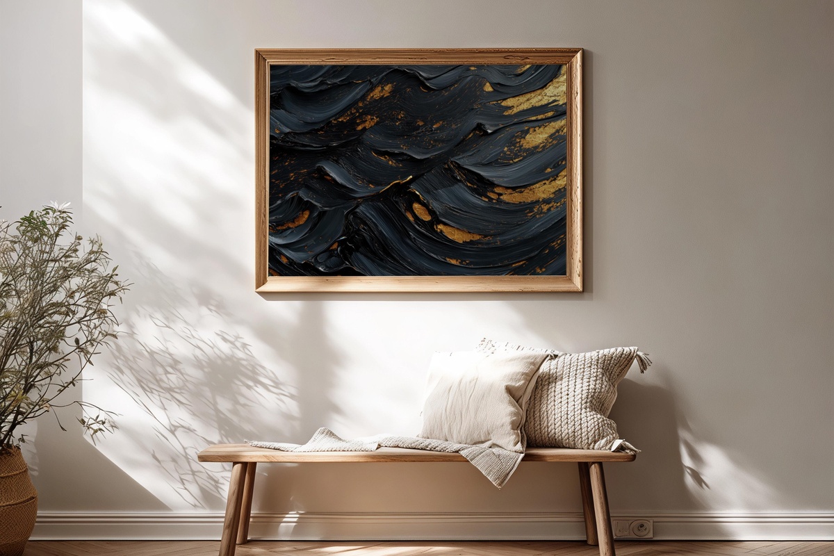 Textured Gold Layers Abstract Printable Wall Art