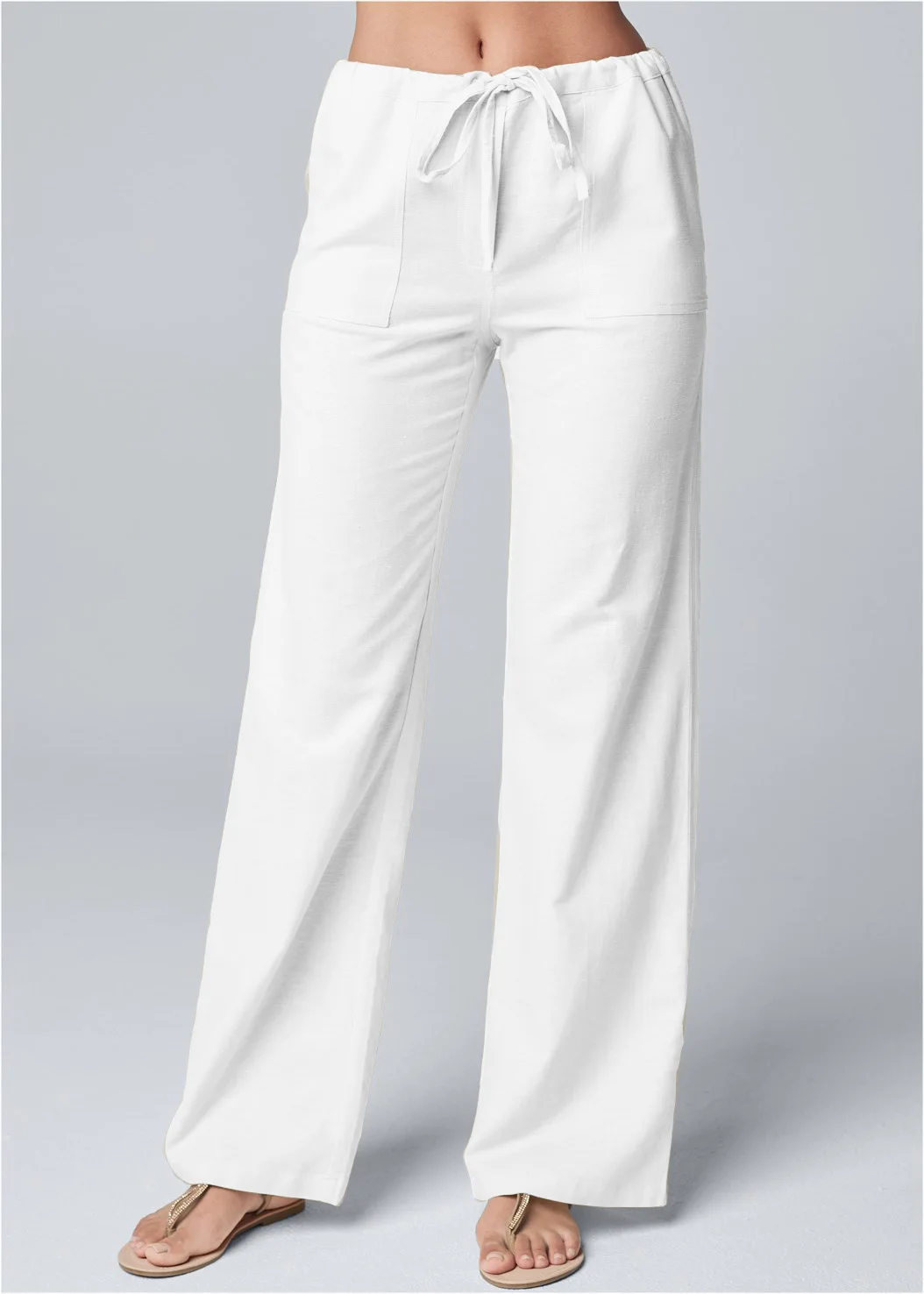 Lavisa - Women's Ankle Length Trousers Drawstring Waist Relaxed Casual Pants
