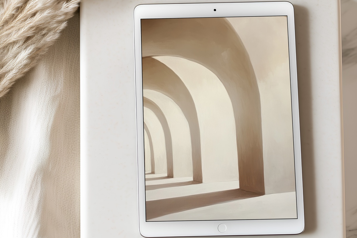 Arching Shadows Dance Elegance neutral iPad wallpaper