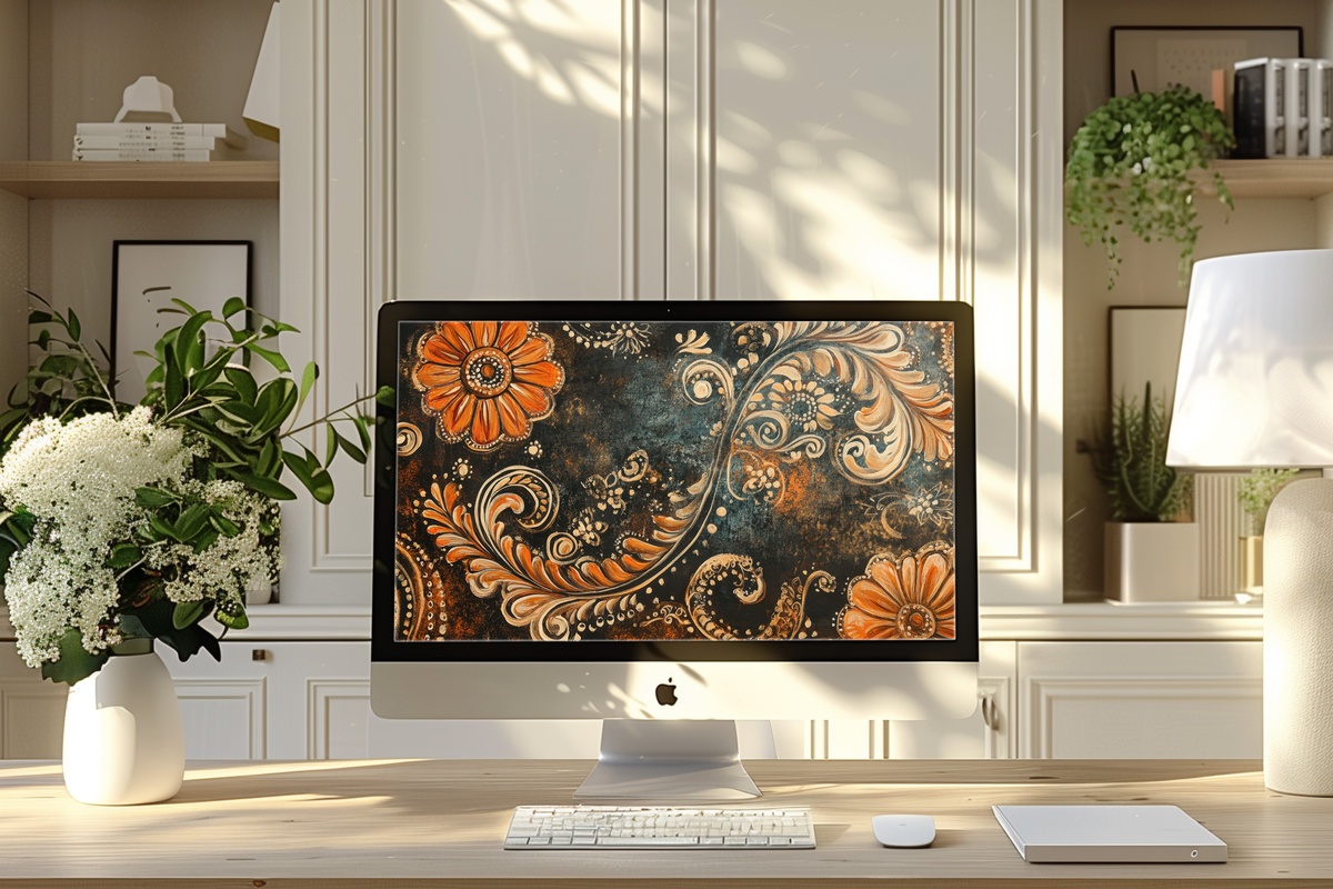 Henna Patterns Dreamscape Boho Desktop Wallpaper