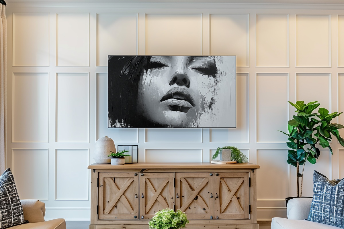 Energetic Brushstroke Ballet Black and White Frame TV Art
