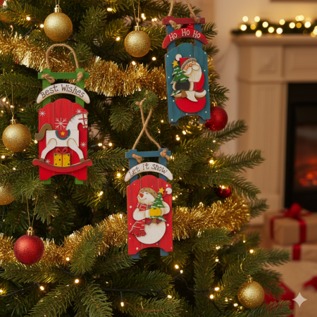 Colgante navideño madera, 14cm