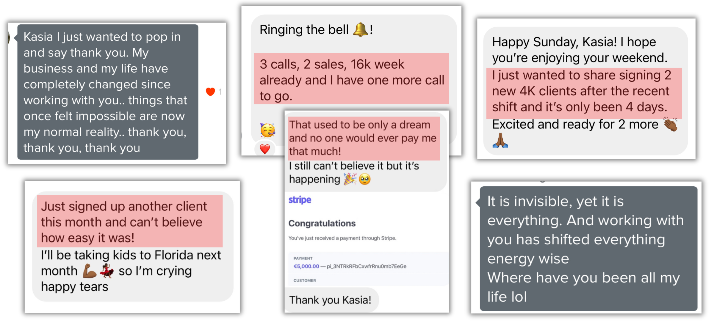 Client testimonials collage