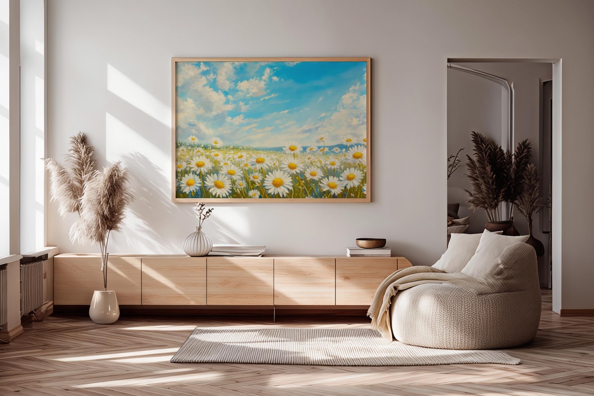 Serene Sky Daisies Whisper Floral Printable Wall Art