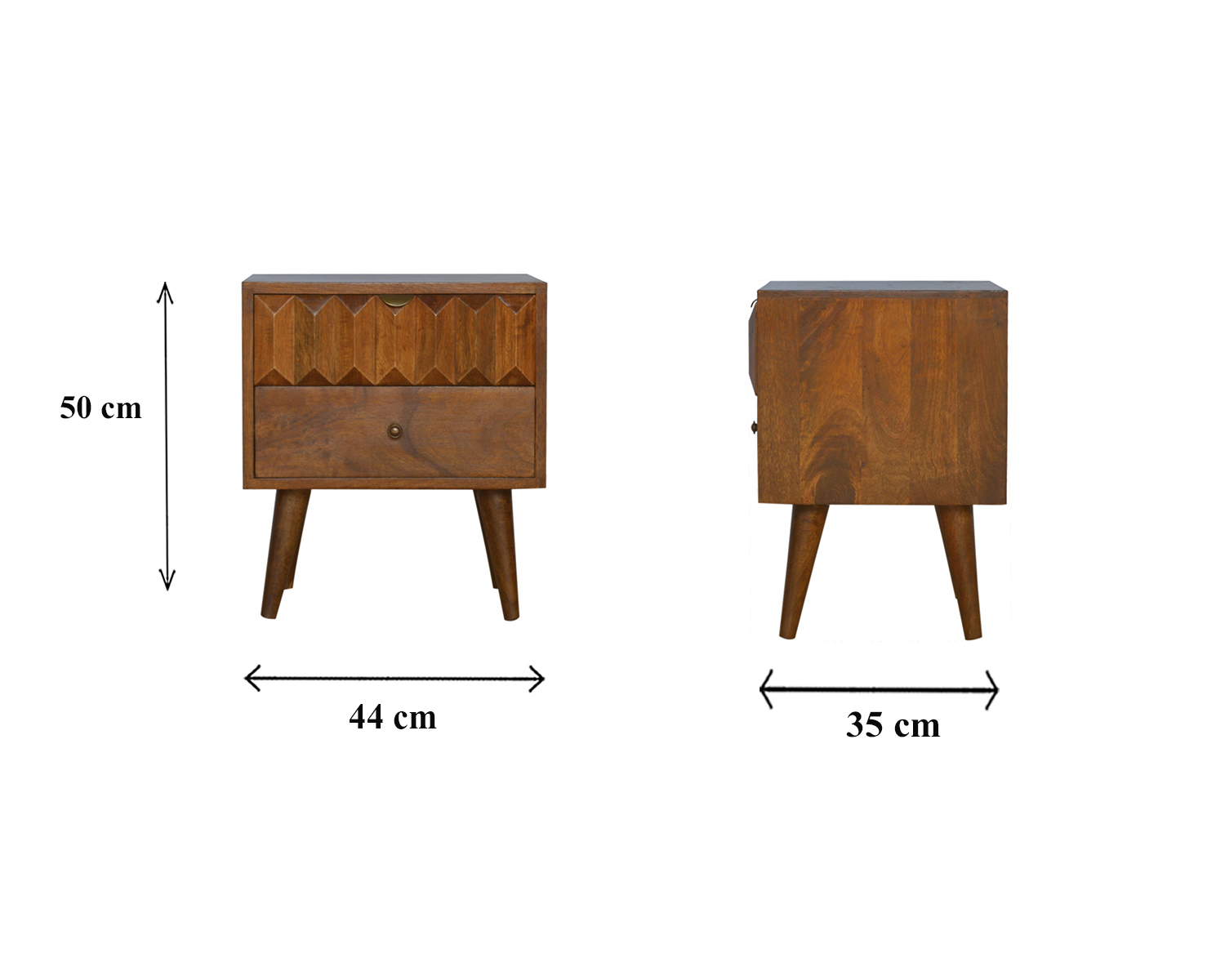 Size chart for Chestnut Prism Bedside