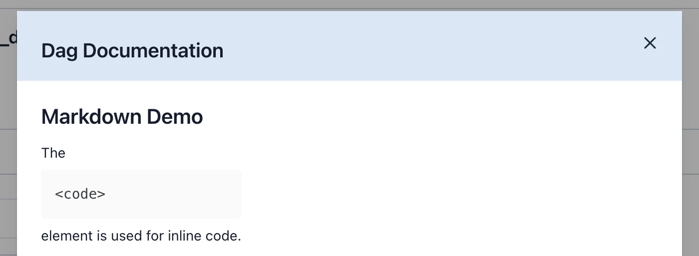The code element is used for inline code.
