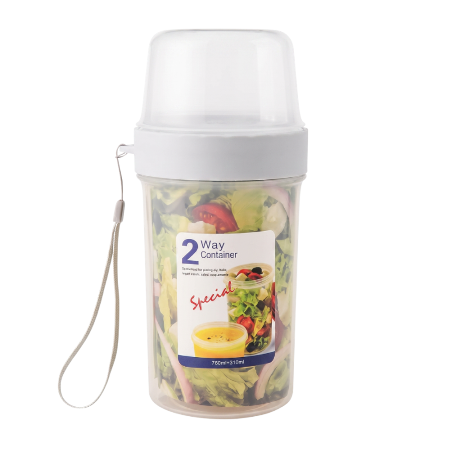 Envase para yogurt y cereal 21xØ9.8cm, 2 compartimentos