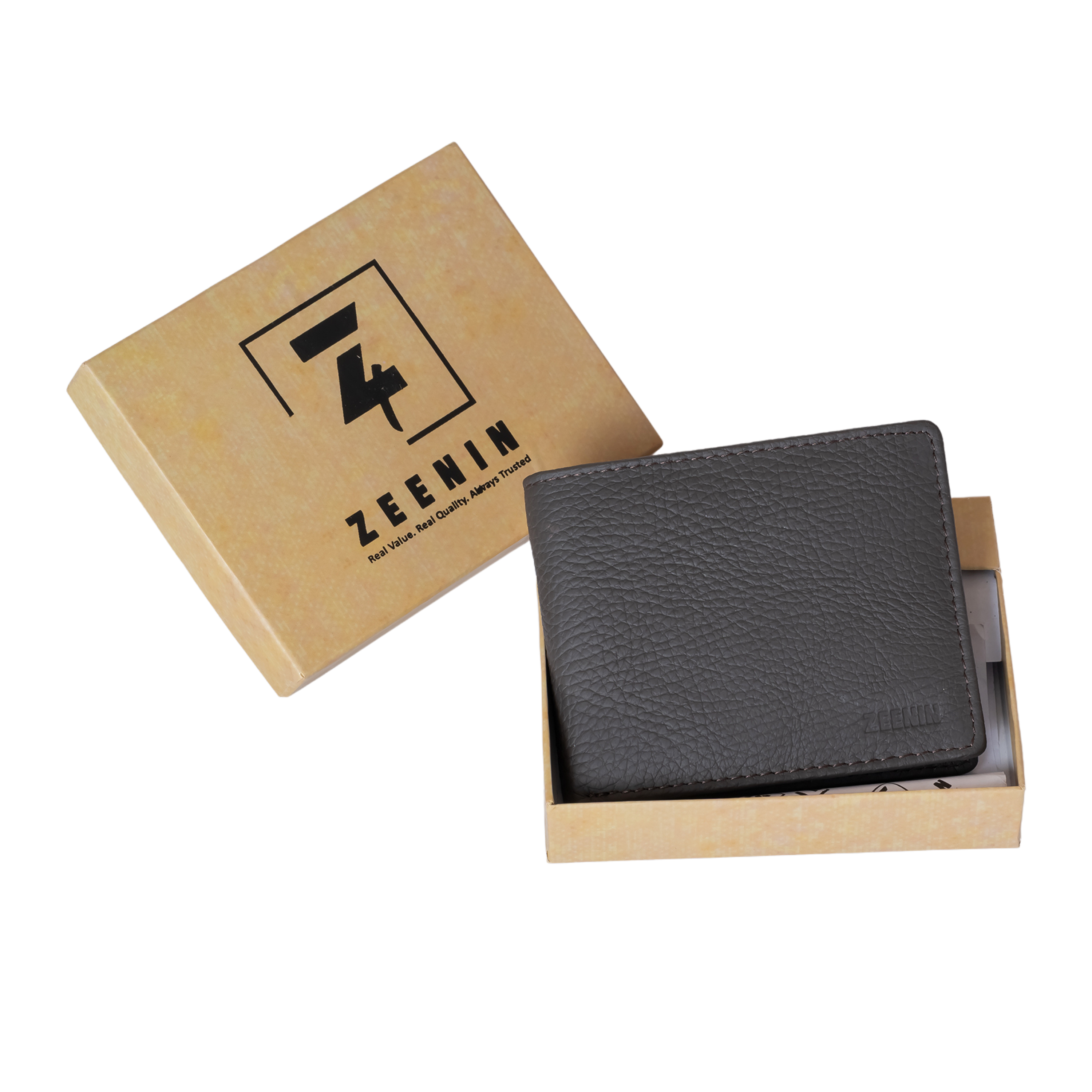Zeenin Pure Genuine Premium Nappa Leather Handmade Slim Trifold Men’s Wallet with coin Pocket